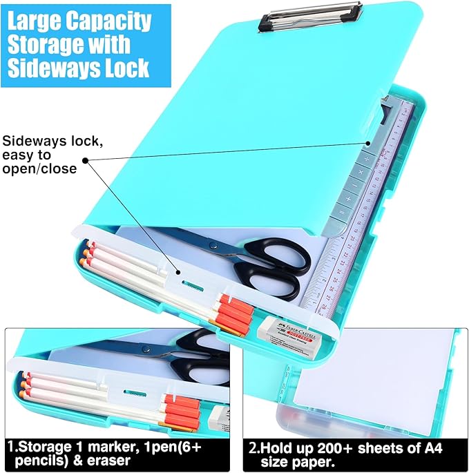 Plastic Clipboard with Storage,TFDLCG zm Clip Boards 8.5x11 with Pen Holder,A4 Nursing Clipboard Folder Heavy Duty for Women Teachers Work, School Office,Mint Green