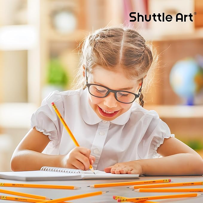 Shuttle Art Wood-Cased #2 HB Pencils, 1000 Pack Sharpened Yellow Pencils with Erasers, Bulk Pack Graphite Pencils for School and Teacher Supplies, Writing, Drawing and Sketching