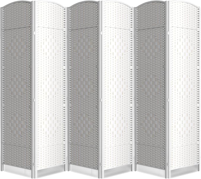 Cocosica 6 Panel Room Divider,6Ft Folding Privacy Screen,Tall - Extra Wide Foldable Panel Partition Wall Divider with Diamond Double-Weaved Hand-Woven Design Room Screen Divider