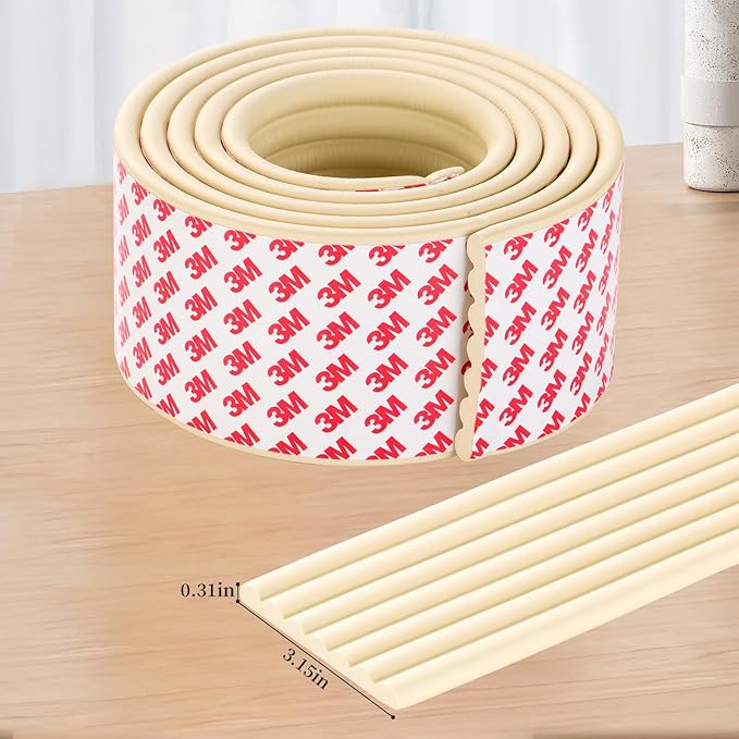 VOCOMO Corner Protector for Baby, Widen Edge Protector with Adhesive Backing, Baby Proofing Edge Corner Protect Self Adhesive Furniture Guard Bumper for Table, Desk, Fireplace (White, 6.6ft)