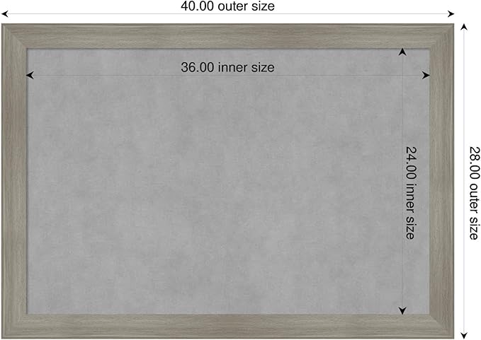 Amanti Art Grey Framed Magnetic Board 28x40 Large Vision Board for use with Magnets, 100% Metal Sheet to Display Items as Office Decor or for Home Organization in mudroom, Kitchen or Kids Room