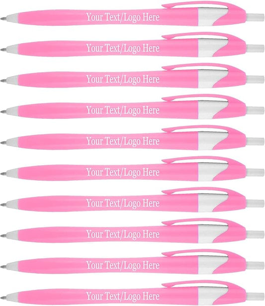 SyPen Personalized Pens With your Custom Logo or Text-1000 Pack Bulk-for Businesses, Parties, and Events, Custom Printed Slim Ballpoint Click Pens, Pink Barrel Color, Black Ink