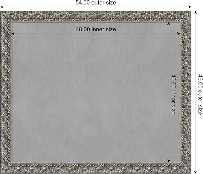 Amanti Art Silver Framed Magnetic Board 46x54 Oversize Vision Board for use with Magnets, 100% Metal Sheet to Display Items as Office Decor or for Home Organization in mudroom, Kitchen or Kids Room