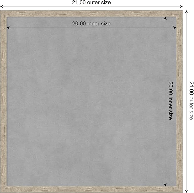 Amanti Art Silver Framed Magnetic Board 21x21 Medium Vision Board for use with Magnets, 100% Metal Sheet to Display Items as Office Decor or for Home Organization in mudroom, Kitchen or Kids Room