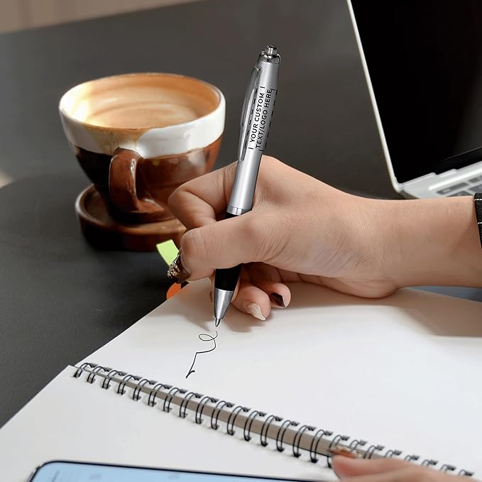 DISCOUNT PROMOS Personalized Ballpoint Pens With Rubber Grip, 50 pack Customizable Ergonomic Click-to-Write Custom Writing Pens for School with Black Ink, Black