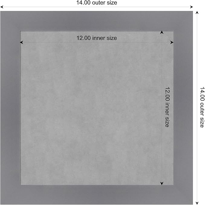 Amanti Art Grey Framed Magnetic Board 14x14 X-Small Vision Board for use with Magnets, 100% Metal Sheet to Display Items as Office Decor or for Home Organization in mudroom, Kitchen or Kids Room