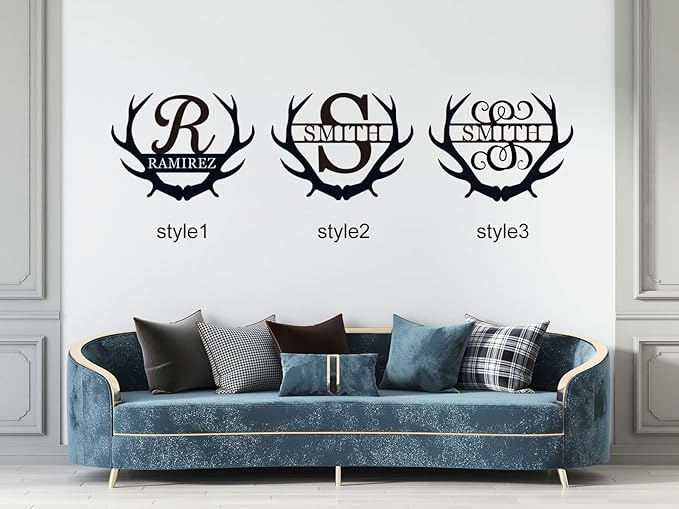 Personalized Monogram Antlers with Initials and Name Sign Custom Last Name Sign Personalized Family Name Sign Personalized Metal Sign Antler Monogram Letter Sign Wedding Housewarming Anniversary Gift