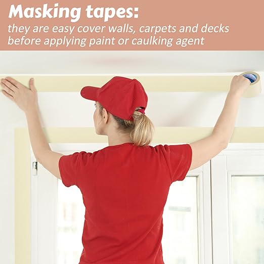 Fainne Masking Tape Bulk General Purpose Masking Painting Tape 55 Yards for Painting Home Office School Stationery Arts Crafts Basic Use, Easy Removal(4 Rolls,4 Inch)
