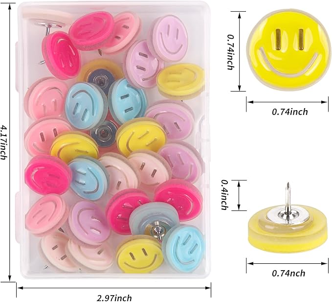 Push Pins,30pcs Push Pins for Cork Board Decorative Thumb Tacks Cute Fun Thumb Tacks Decorative for Photo Wall, Feature Wall,Map, Bulletin Board, Office or Home (Mix)