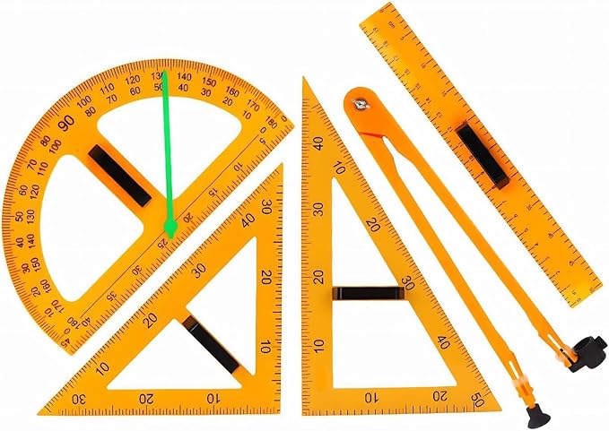 Magnetic Geometry Tool, School Supplies Protractor Compass Set, Teacher Board Protractor Multi Purpose Kit, Math Tool Teaching Aidsprotractor Set, 5 Pcs