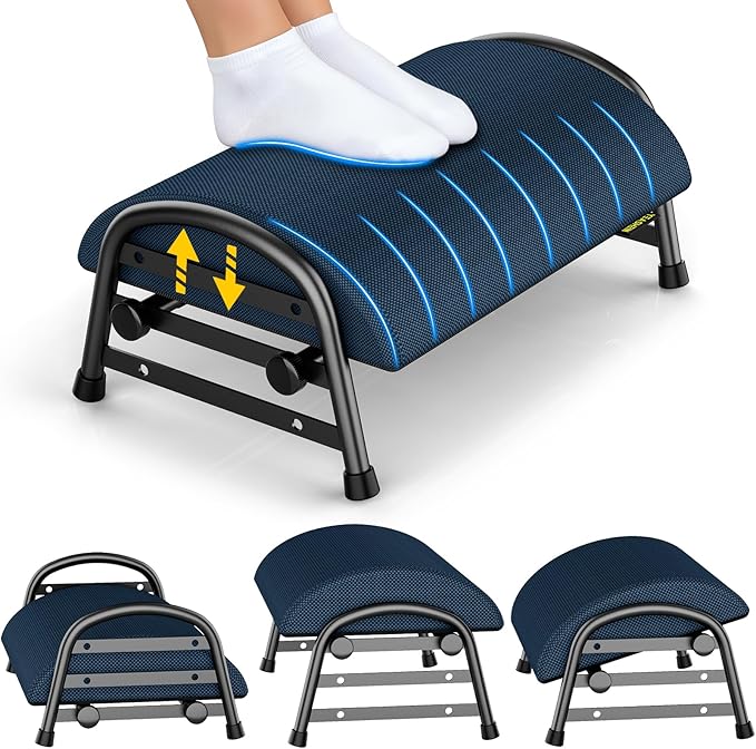 YEASHEIN Adjustable Foot Rest for Under Desk at Work, Ergonomic Under Desk Footrest with 6 Positions, Foot Stools for Under Office Desk Chair, Leg Rest for Home, Car, Computer, Gaming Accessories