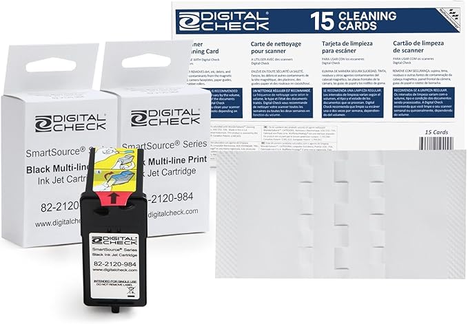 Triplenet Pricing Ink Cartridge Bundle with 2 Black Multi-Line Print 82-2120-984 and 15 Scanner Cleaning Cards and Sheets, Ideal Bundle for Businesses Needing Reliable C6GQRY55T9
