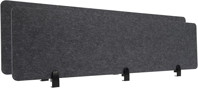 Clamp-On Acoustic Desk Divider, 2Pcs 60x16in Acoustic Partition, Desktop Privacy Panel, Sound Absorbing Workstation Panel (Anthracite Gray, 60" x 16")