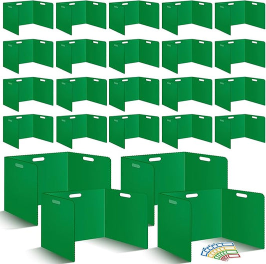 24Pack Desk Dividers for Students 14 × 17.5 × 14 Inch Plastic Durable and Waterproof Black Privacy Folders Shields Test Dividers with Classroom Privacy Boards for School Study Supplies (24PCS Green)
