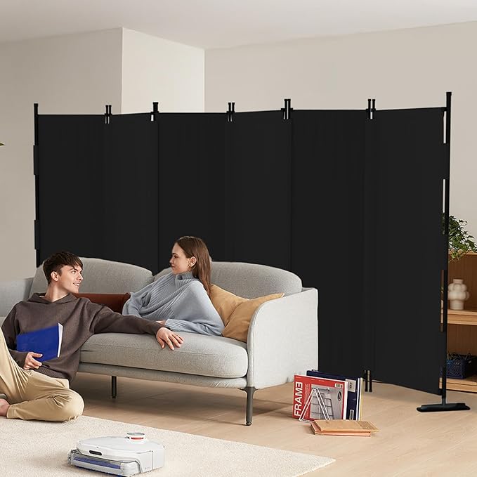 Kecreque 6 Panel Room Divider,6ft Folding Screen Portable Wall Partition Room Divider with 4 Metal Feet,Privacy Screen Indoor Doubles as a Cubicle Wall,Suitable for Bedroom Dressing Room Office