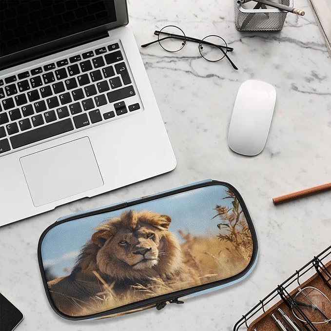 Pardick 3D Lion Pencil Case，Big Capacity Pencil Pouch Coin Pouch Stationery Organizer For Teen School