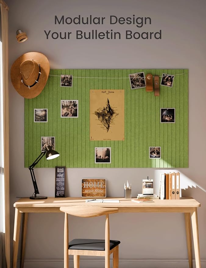 Fluxynara Large Felt Bulletin Board 48" x 36" Cork Board Alternative-12 Pack with 70 Safe Removable Adhesive Tabs, Cork Boards for Walls Cork Board for Home Office Classroom Pin Board-Kelly Green
