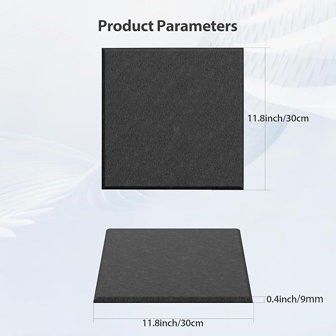 Amantech 12 Pack Acoustic Panels Self Adhesive Sound Proof Foam, High Density Sound Acoustic Panel, 12X12X0.4 Inch Square Panels in Home, Office, Reccording Room, Studio,and more(Black)