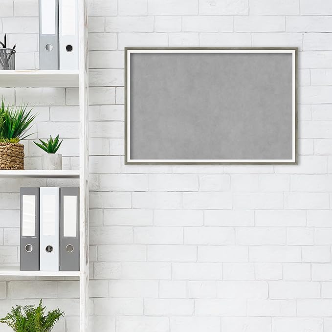 Amanti Art Silver Framed Magnetic Board 17x25 Medium Vision Board for use with Magnets, 100% Metal Sheet to Display Items as Office Decor or for Home Organization in mudroom, Kitchen or Kids Room