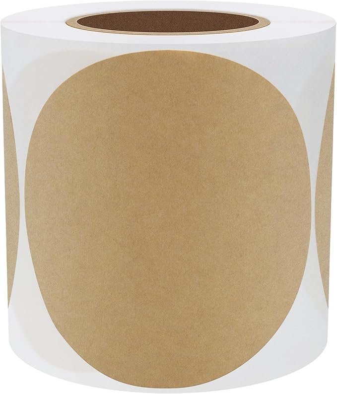 Hybsk Round Color Coding Circle Dots Labels Warehouse Inventory Organizer Stickers (4 inch, Kraft)