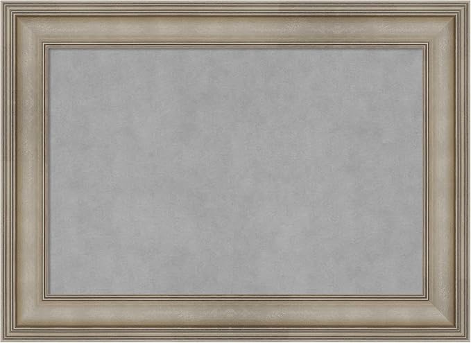 Amanti Art Silver Framed Magnetic Board 21x29 Medium Vision Board for use with Magnets, 100% Metal Sheet to Display Items as Office Decor or for Home Organization in mudroom, Kitchen or Kids Room