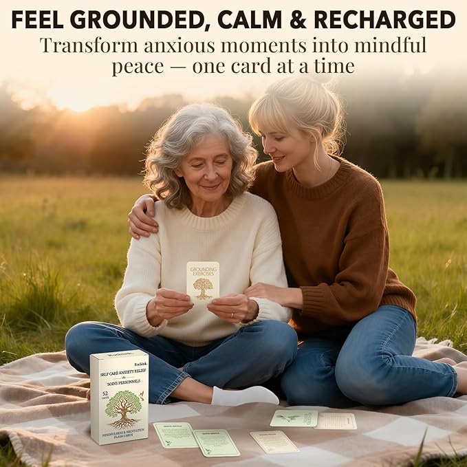 QUOKKA Self-Care & Anxiety Relief – 52 Mindfulness Cards for Stress Reduction and Emotional Balance | Grounding Exercises, Breathing Tools & Relaxation Techniques | Wellness Gift for Calm and Focus