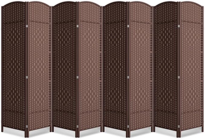 Cocosica 8 Panel Room Divider,6Ft Folding Privacy Screen,Tall - Extra Wide Foldable Panel Partition Wall Divider with Diamond Double-Weaved Hand-Woven Design Room Screen Divider