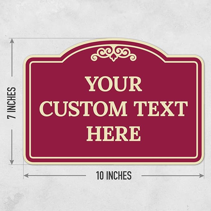 Custom Decorative Sign, Personalized Metal Sign for Driveway, Home, Airbnb, Door Plaque, Burgundy Background Sign, 7x10 Inches, ACM, Fade Resistant, Made in USA by Sigo Signs