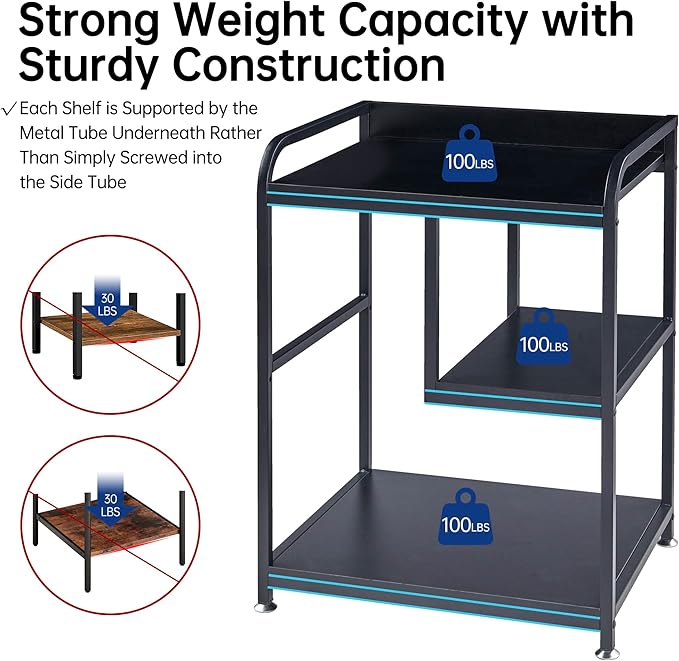 Fannova Printer Stand with Storage Shelf for Home Office Organization, 22 x 18 Inch Large Printer Table with Wheels, Shredder Stand, CPU Stand, Rolling Cart for Host Computer, PC Tower, Desktop- Black