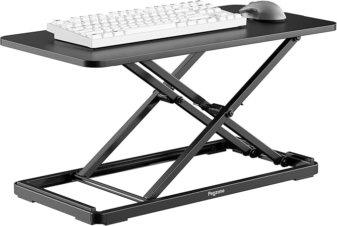 PEGZONE Keyboard and Mouse Riser, 24" x 12" Ergonomic Keyboard Riser, Height Adjustable keyboard stand for desktop, Standing Keyboard Tray, Black