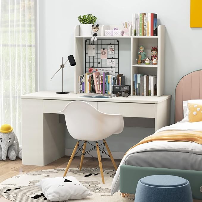 Tangkula Desktop Bookshelf, Countertop Storage Hutch with 5 Shelves for Computer Desk, Desk 3-Tier Display Rack, Multipurpose Wood Desktop Hutch Storage Organizer for Dorm Office Home