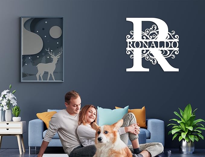 ENFODREAM Custom Metal Name Sign | Personalized Split Letter Monogram | Rustic Roman Style | 12",16",18",24" | Wall Mount | Home & Office Decor | Wedding &