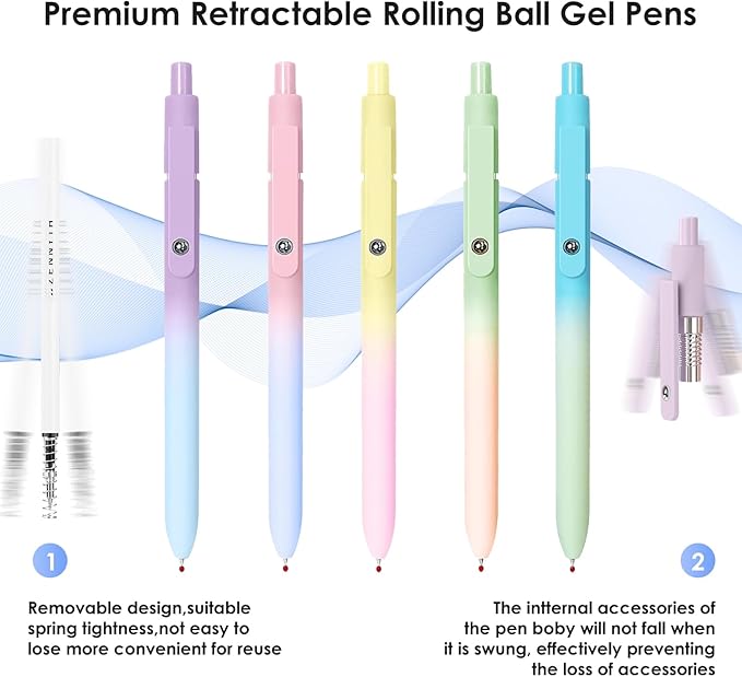 Donyang 11pcs 0.5mm Gel Pens Cute Black Ink Fine Point Pens With Smooth Writing, Quick Dry Pens For Journaling,Teacher Work Desk Accessories Office Supplies for Men Women, Stocking Stuffers