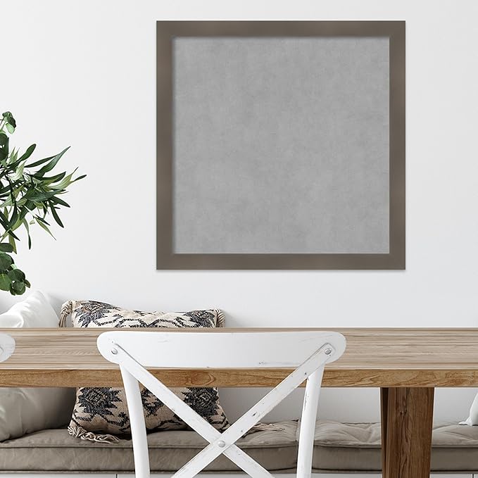 Amanti Art Grey Framed Magnetic Board 22x22 Medium Vision Board for use with Magnets, 100% Metal Sheet to Display Items as Office Decor or for Home Organization in mudroom, Kitchen or Kids Room