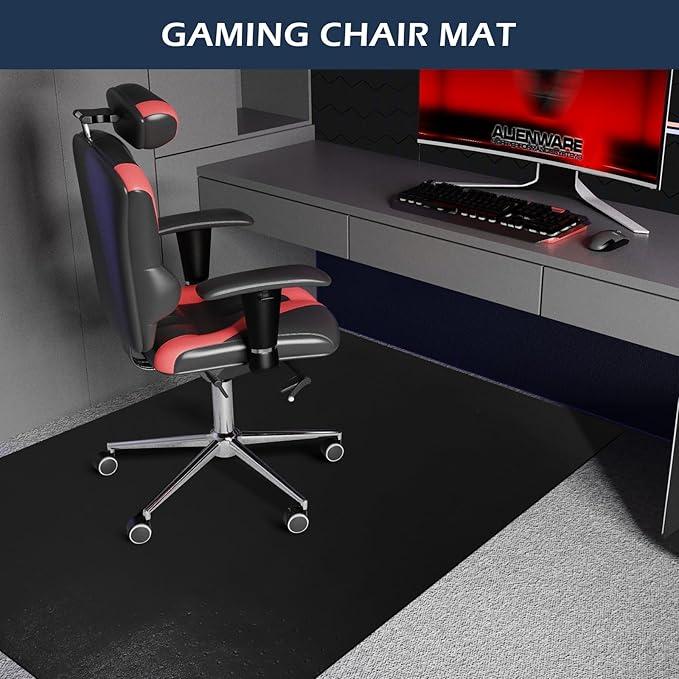 SALLOUS Chair Mat for Carpeted Floors, 46" x 60" Heavy Duty Chair Mat for Carpet, Vinyl Floor Mat with Grips, Carpeted Floor Protector Rolling Computer Desk Mat for Home Office (Black)