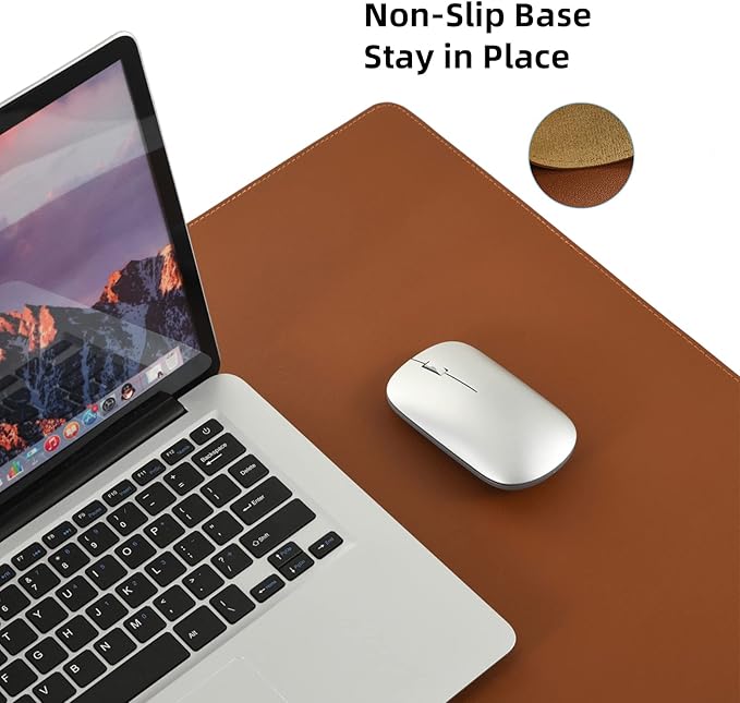 Desk Pad Blotter,Wolaile 36x17 in Large PU Leather Mouse Pad,Waterproof Non-Slip Writing Desktop Protector Mat,Office Desk Accessory,Brown