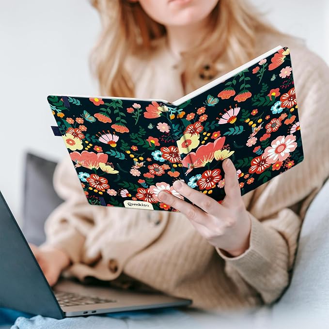 Comkiso Address Book with Individual Alphabetical Tabs Laminated, Large Print Address Book with 468 Wide Lining Entry Spaces, Change of Address Labels, Hardcover Address Book 5.7 x 8.5" - Floral