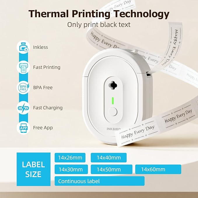 Inkbird Bluetooth Label Maker Machine with Tape, Mini N12 Label Printer, Portable Small Labeler Thermal Label Makers Multiple Templates for School Office Kitchen Pet Gift