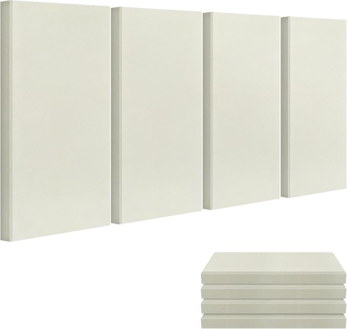 23.62" X 11.81" X 2" Fiberglass Wall Panel, 4 Pack Acoustic Panels, Acoustic Panels Sound Absorbing for Office, Studio, Home Theatre - Beige