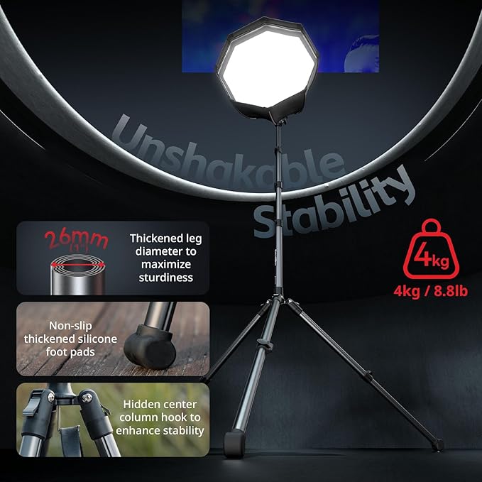 SMALLRIG 74.8"/ 6.23 ft Adjustable Light Stand Photography, Max Load 8.8 lb, Compact Lighting Tripod Stand for Softbox, Flashlights, Ring Light, LED Video Lights, COB Light, Folded Size 16.5" - 5475