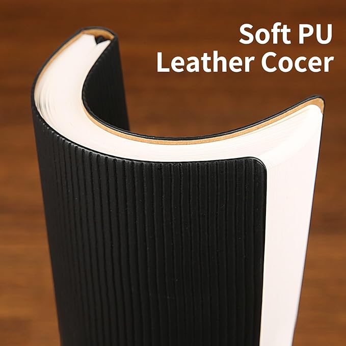 TSFPapier Lined Journal Notebook for Work College Ruled Note Book 7.2"x9.6" B5 PU Leather Daily Journaling 160 Pages for Women Men Writing Home School Supplies Business (Black)