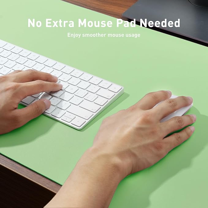 Aothia Leather Desk Pad Protector, Mouse Pad, Office Desk Mat, Non-Slip PU Leather Desk Blotter, Laptop Desk Pad, Waterproof Desk Writing Pad for Office and Home (31.5" x 15.7", Foam Green)
