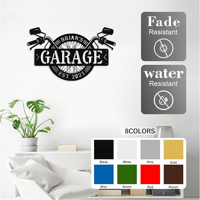 Custom Motorcycle Wheel Metal Signs Personalized Biker Name Sign Custom Garage Decor Motorbikes Wall Art Decor Motorcycle Sign Men Room Decorate Gifts for Men Husband Rider