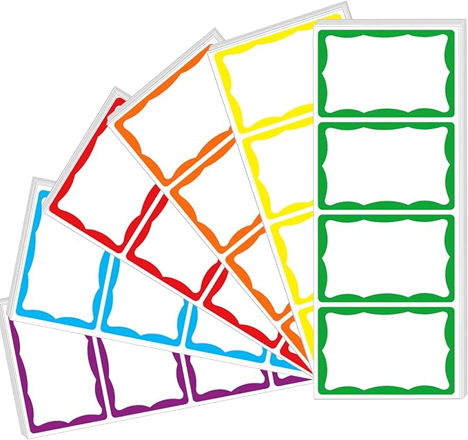 Yeachlaing 6 Classic Colors Name Tag Stickers,240PCS Waterproof Stickers Name Tags 3 1/2 X 2 1/4 Name Labels for Office,Meeting,School and Home