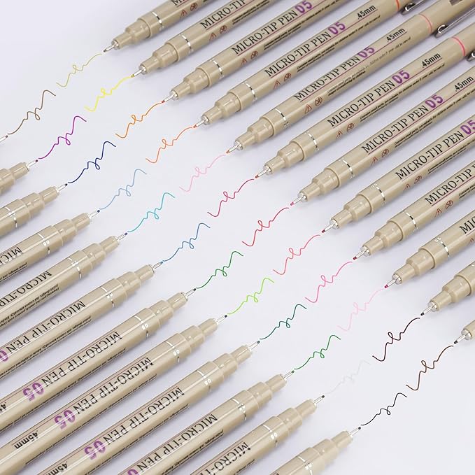 Attom Tech Art [24 Colors] 05 Micro, Fineliner Pen Set Ink, Fine Point Pen,Multi-liner, Sketching, Anime,Artist Illustrating/Technical Drawing, Office Documents…