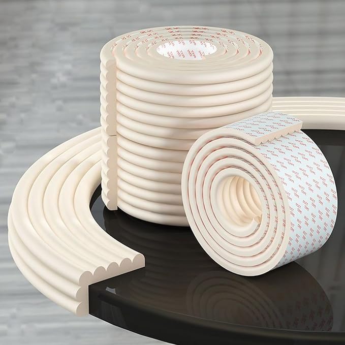 Edge Protector for Baby, Corner Protector for Baby, Soft Foam Furniture Edge Bumper Guards, Desk Edge Cushion, Baby Proofing Edge Corner Protector for Table, Fireplace 6.5ft White