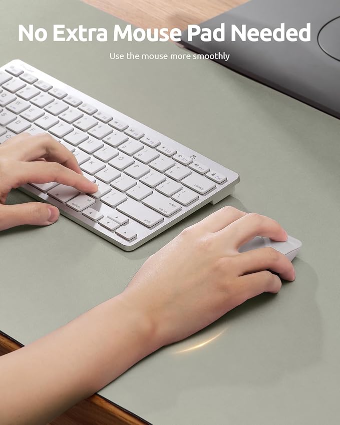 YSAGi Leather Desk Pad Protector, Office Desk Mat, Large Mouse Pad, Non-Slip PU Leather Desk Blotter, Laptop Desk Pad, Waterproof Desk Writing Pad for Office and Home (Olive Beige, 31.5" x 15.8")