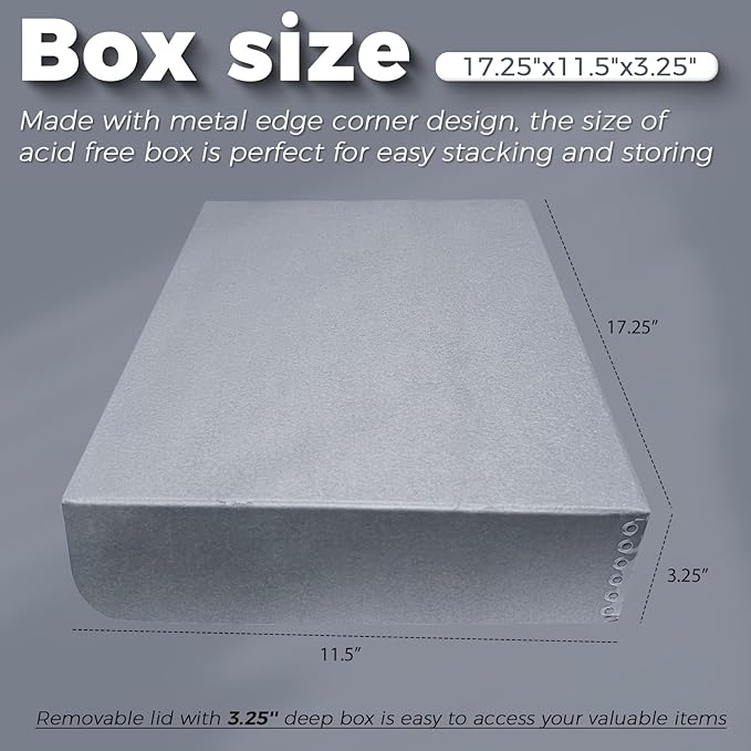 Lineco, 11x17 Clamshell Archival Folio Storage Box, 3" Deep, Acid-Free with Metal Edge Preservation Box. Preserves Picture Magazines Longevity, Organize Photos or Documents, Artwork, DIY