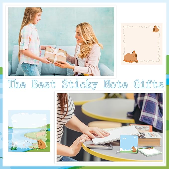 Lovarywow Capybara Sticky Notes Gifts - 9Pack Cute Sticky Notes 3x3 Funny Gifts for Capybara Lovers Cartoon Notepads Animals Post Pads for Women Men Office School Supplies 450 Sheets