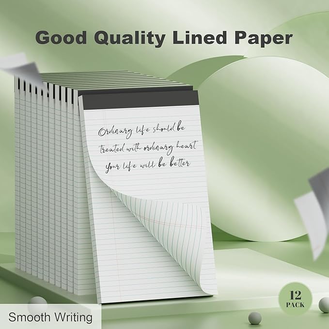 White Legal Pads 8.5 x 11 Narrow Ruled, 24 Pack Notepads College Ruled Pads of Paper With Sturdy Back 37 Lines 70 GSM Paper, Writing Note Pads 30 Sheets Per Writing Pad for Taking Notes, Reminders